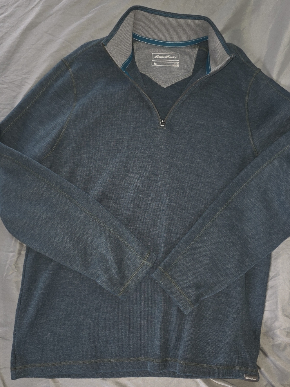 Eddie Bauer 1/4 Zip Pullover Sweater – Men’s TL – Blue/Gray Lightweight